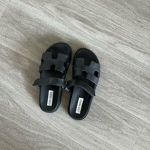 Steve Madden Mayven Black Leather Sandals